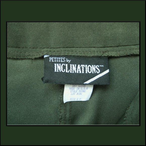 PETITES by INCLINATIONS Women's Olive Green Pants (Size 6P) Excellent Condition! - Picture 5 of 5